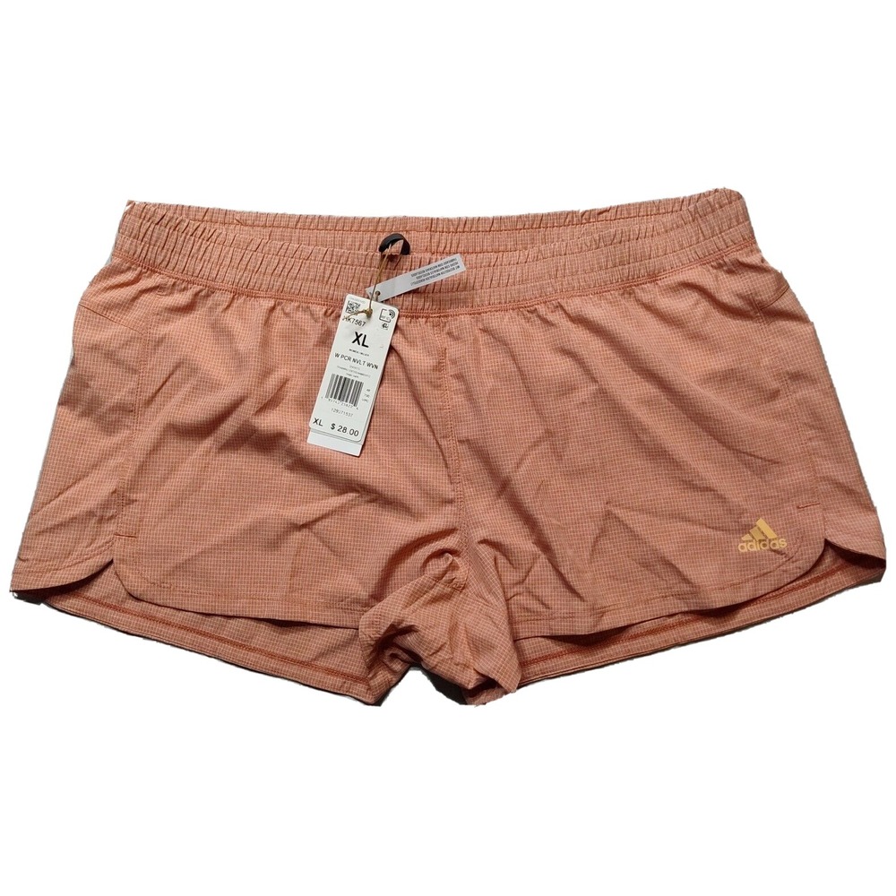 ADIDAS Women Size XL Magic Earth 3" Pacer Woven Printed Mini Check Shorts NEW